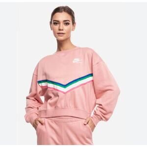 Nike M Sportswear Cropped Sweatshirt | Pink Chevron Heritage Crew NWOT, New